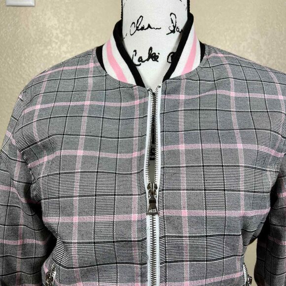 Charlotte Russe Gray bomber jacket zipper closure size M 90 baddie barbie - Picture 6 of 14